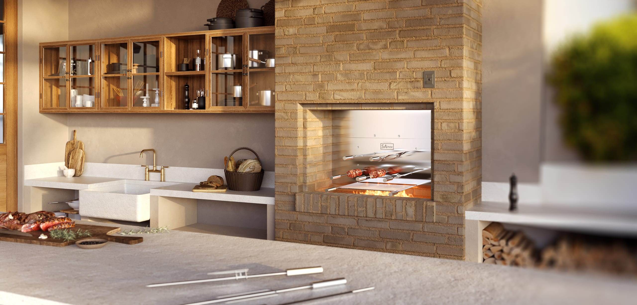 Churrasqueira Mira Espetos Giratórios, Espetos giratórios + grelha tradicional